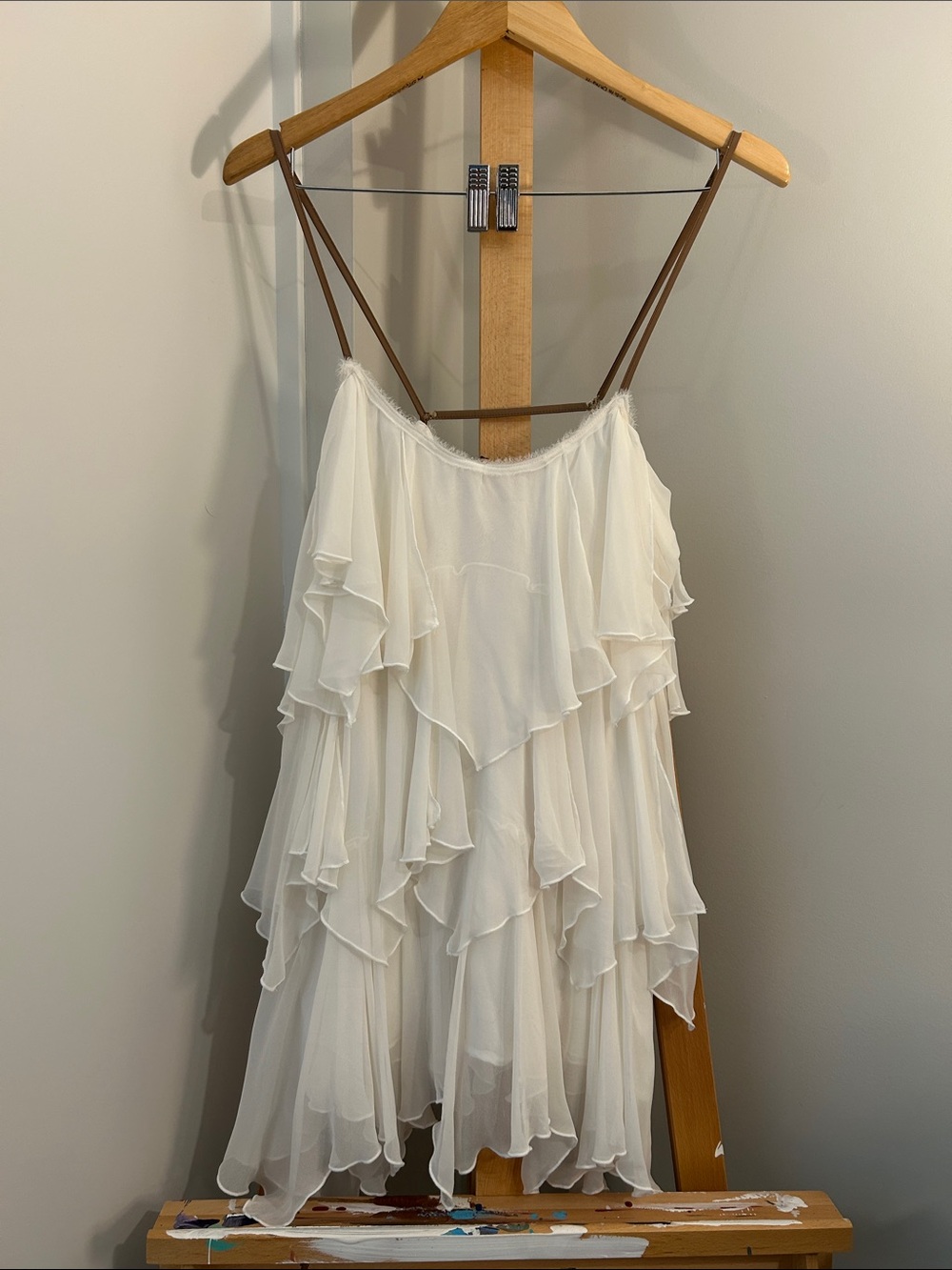 Free People Tiered Ruffle Blouse Womenโs M